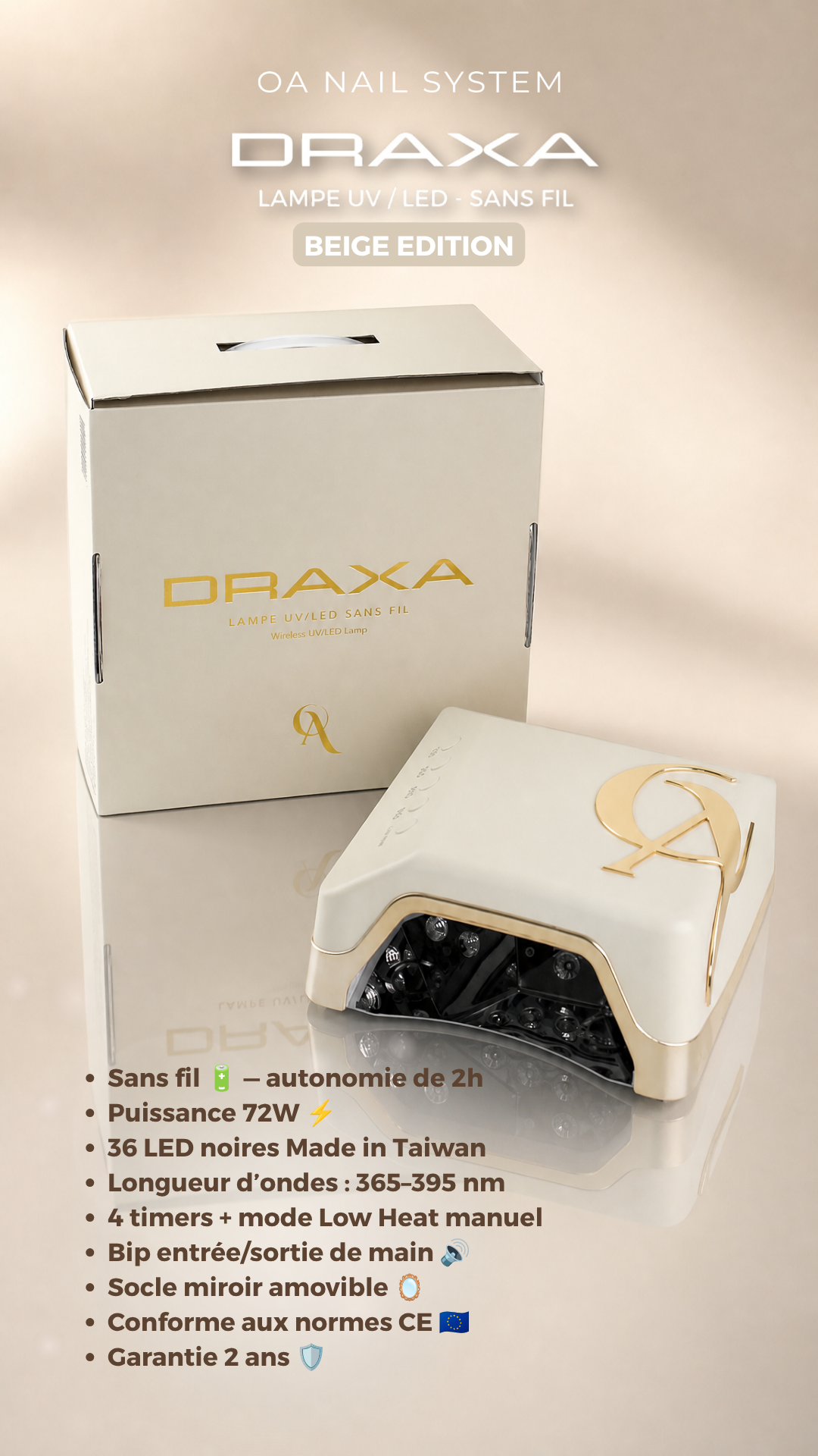 OA - LAMPE UV / LED - DRAXA - BEIGE EDITION